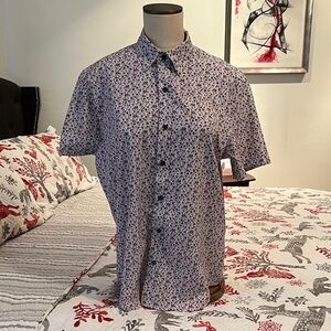Jos. A. Bank Floral Patterned Short Sleeve Shirt - Black and White
